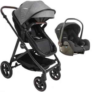 Carrinho Aspen Melange Grafite + Bebê Conforto Casulo Click - Kiddo