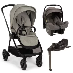 Carrinho de Bebê Triv Next BMW Cinza Graphene + Bebê Conforto Pipa Next Cinza Thunder + Base Isofix Curv Caviar - Nuna