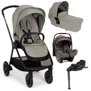 Carrinho de Bebê Triv Next BMW Cinza Graphene + Moisés LYTL BMW + Bebê Conforto Pipa Next Cinza Thunder + Base Isofix Curv Caviar - Nuna