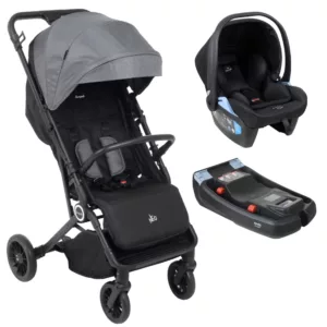 Carrinho Neo Gray + Bebê Conforto Materna Lounge Preto + Base Belted - Burtigotto