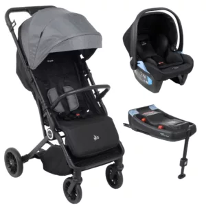 Carrinho Neo Gray + Bebê Conforto Materna Lounge Preto + Base Isofix - Burtigotto