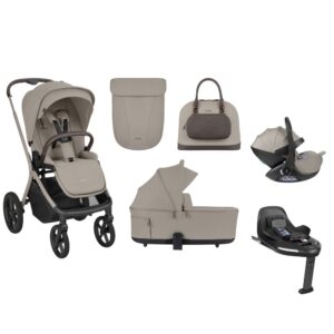 Carrinho De Bebe Goya 2 Em 1 Platinum Champagne + Moisés + Bebe Conforto I Class + Base Isofix 360 + Acessórios - Kikka Boo