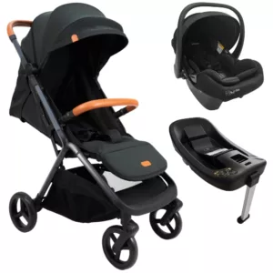 Carrinho Alpe Preto + Bebê Conforto I-Size Atena + Base Isofix - Galzerano