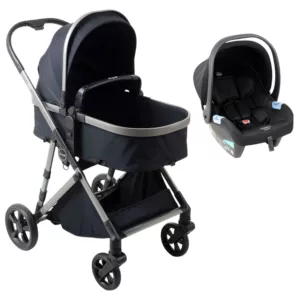 Carrinho Flip Black  + Bebê Conforto Materna Preto - Burigotto