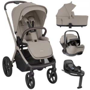 Carrinho De Bebe Goya 2 Em 1 Platinum Champagne + Moisés + Bebe Conforto I Class + Base Isofix 360 - Kikka Boo