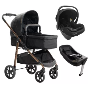 Carrinho Extreme Must Preto + Bebê Conforto I-Size Atena + Base Isofix – Galzerano