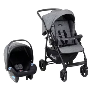 Carrinho TS Rio 22 Mesclado Preto + Bebê Conforto Materna - Burigotto
