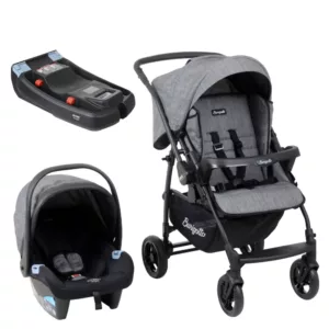 Carrinho TS Rio 22 Mesclado Preto + Bebê Conforto Materna + Base Belted - Burigotto