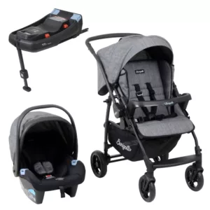 Carrinho TS Rio 22 Mesclado Preto + Bebê Conforto Materna + Base Isofix - Burigotto